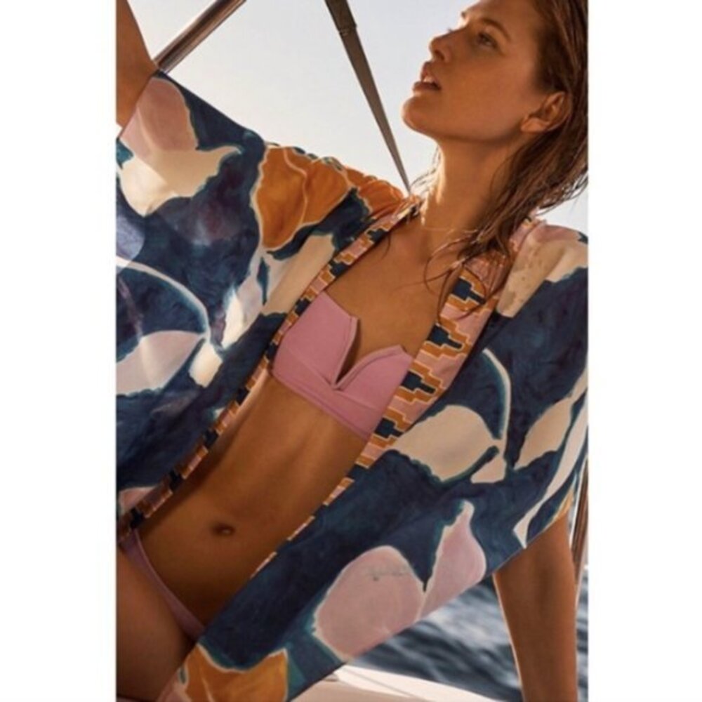 New NWOT Anthropologie Sisters Gulassa Sunlight 100% Silk Floral Open Kimono O/S
